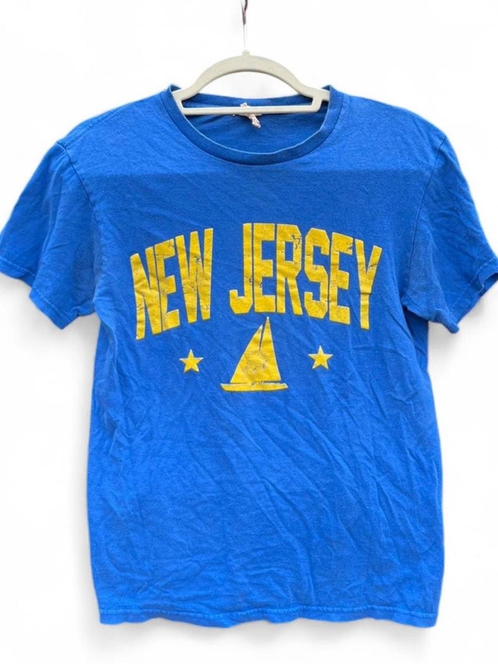 Vintage Soffee New Jersey Graphic Short Sleeve Tee - Blue & Yellow